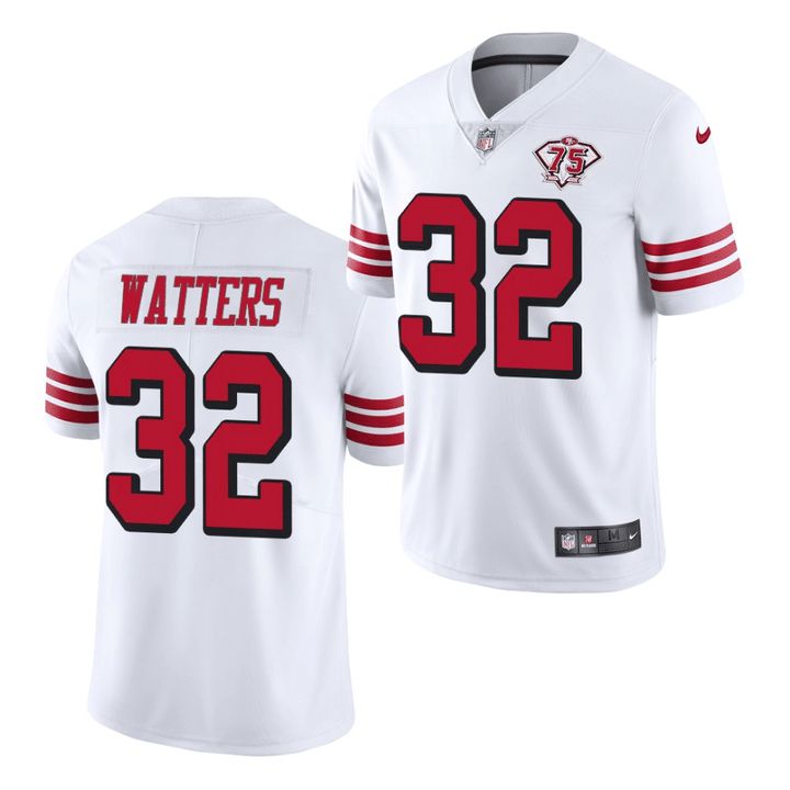 Men San Francisco 49ers #32 Ricky Watters White Nike 75th Anniversary Throwback Limited NFL Jersey